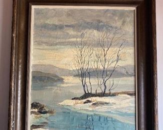 landscape, original carved frame