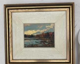 canadian landscape painting, vintage frame
