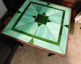 Pair Stained Glass End Tables