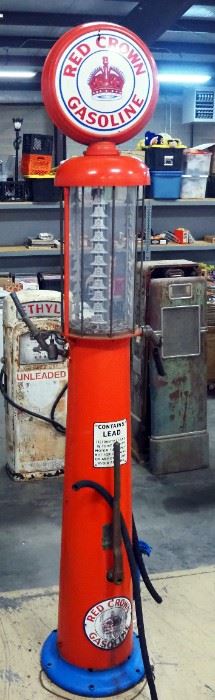 Red Crown Vintage Gravity Fed Visible Gas Pump