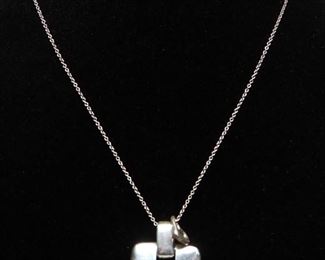 Tiffany Sterling Silver Necklace, 16" Long, With 2 Tiffany Sterling Silver Pendants, Heart And Plus Symbol, Approx 19.3 g Total Weight
