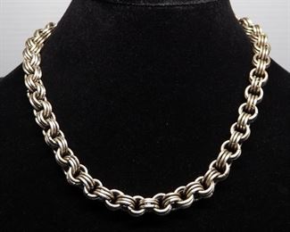 Sterling Silver Heavy Link Necklace, 18" Long, Approx 129.8 g Total Weight