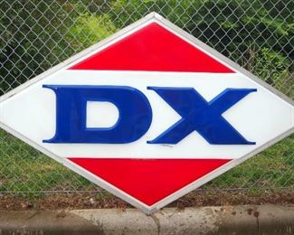DX Molded Plastic Gas Station Sign With Aluminum Framing, Approx 50" High x 85" Wide
