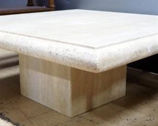 Stone Coffee Table On Pedestal, 16" High x 43" Wide x 43" Deep