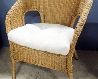 Woven Cane Chair With Padded Seat