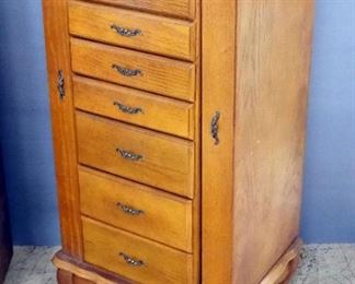 Jewelry Armoire, 8 Drawers, Side Storage And Flip Top With Mirror, 40" High x 18" Wide x 14.5" Deep