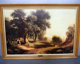 Asher Brown Durand (American, 1796-1886) "Sunday Morning" Print, Framed, 40" W x 28" H