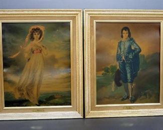 "Blue Boy" After Gainsborough And "Pinkie" After Lawrence, Prints On Board, Framed, 21" W x 25" H