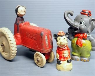 Ceramic Mickey Mouse, Mickey's Tractor And Elmer Elephant