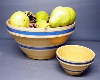 Ceramic Bowls With Pinecones And Fake Fruit