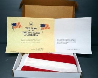 US Flag Flown Over US Capital With Certificate, In Box