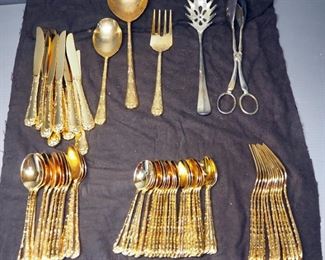 Wm Rogers & Son Gold Toned Utensil Set, Approx 63 Total Pieces