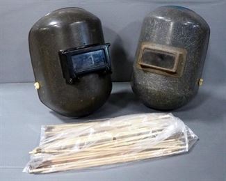 Welding Masks, Qty 2, And Welding Rods