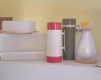 Vintage Tupperware, Thermos' and Carafe 