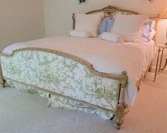 Toile upholstered bed - 77" wide x 56" wide