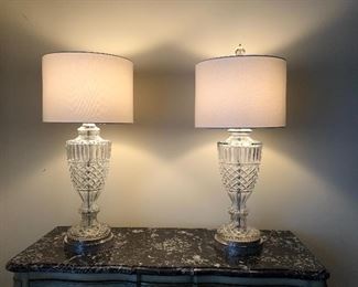 Crystal and silver plate lamps