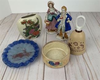 Porcelain Assortment Vase Figures Bell Trinket Dishes