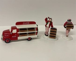 Snow Village Coca Cola Delivery Men Truck
