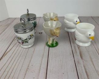 Vintage Egg Cups Opalex Milk Glass