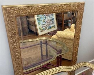 Gold framed beveled mirror 30” x 42”