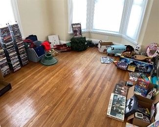 Toys, games, Xmas decor, dvds, cds
