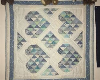 heart quilt with stuffed bears