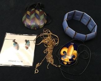 costume jewelry assortment & sterling earrings