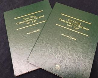 two books of commemorative quarters books dated 1999-2008