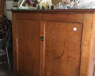 old collectors bears and beautiful old cabinet 