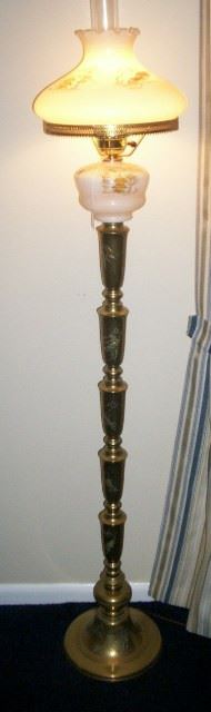 Japanese engraved brass lamp