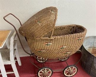 Old Wicker Baby Carriage