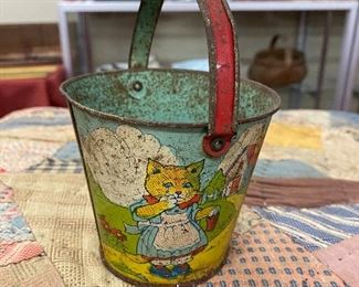 Tin Litho Cat Sand Pail
