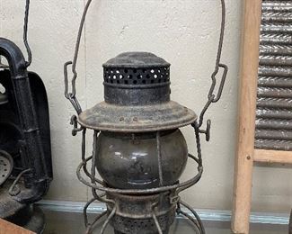 Old Southern Railway Lantern with Etched Globe