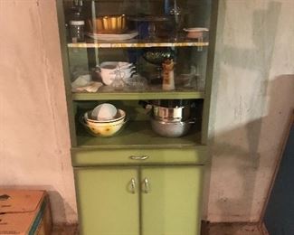 vintage metal kitchen cupboard green