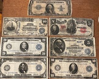 Old US currency notes and bills money 