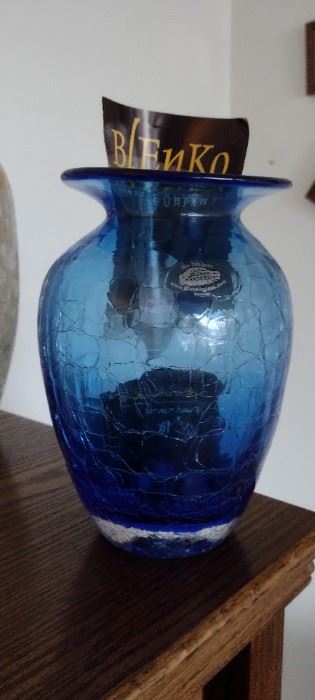 A gorgeous Blenko hand blown Cobalt Vase