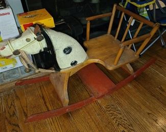 Antique Pony Rocking Horse With Horse Hair