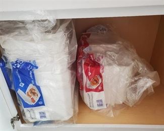 Styrofoam Food Containers, Sauce Bottles