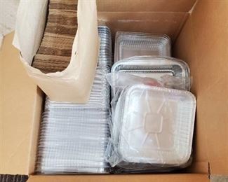 8in Square To Go Cake Pans, Paper Bags