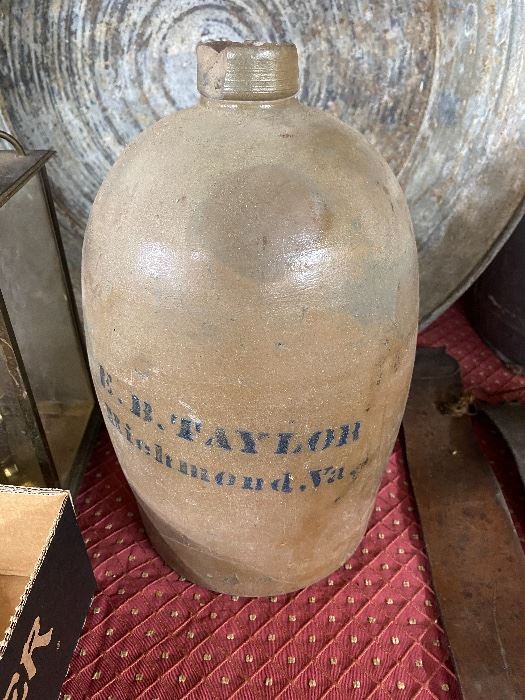 Old E.B. Taylor Cobalt Letter Whiskey Jug (Richmond Va.)