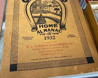 1932 Coble's Almanac Gordon Hardware Stokesdale, N.C.