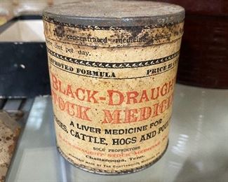 Early Black Draught Stock Medicine Paper Label Tin (Liver Medicine Cattle, Hogs and Poultry)