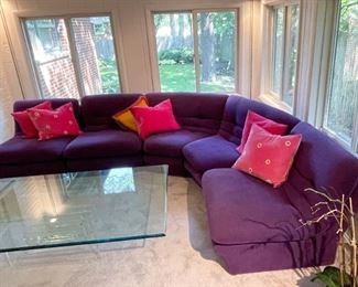 Purple Sectional Sofa (5 separate pieces), Throw Pillows