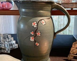 Art Pottery Pitcher - Cherry Blossoms