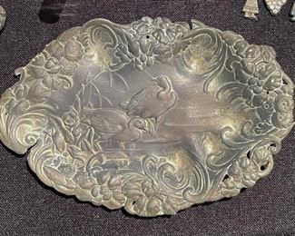 Antique Shallow Metal Dish (Art Nouveau)