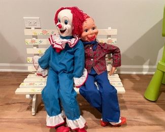 Bozo the Clown & Howdy Doody, Children's Painted Bench