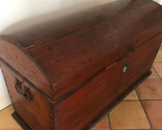 Very large and long steamer antique chest rounded top appx 50" wide