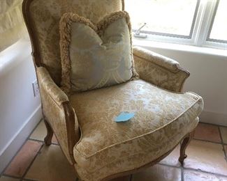 Bergere chair - fortuny style fabric