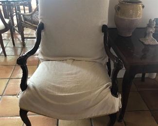 slip covered French side chair