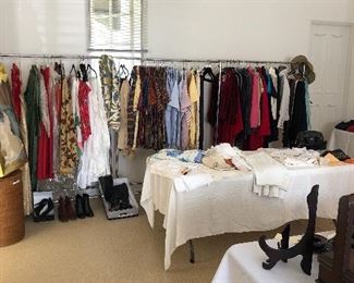 Loafs of clothes - vintage wedding - high 80's - Thai textiles, boots size 8 clothes size mainly 00 - Jim Thompson Brand New Thai Silk shirts 